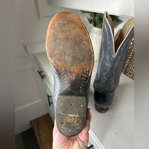 Cristobal Romero Vintage Gray Western Embroidered Cowboy Boots Men's - Size 9 - Picture 9 of 11